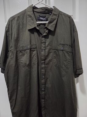 Kenneth Cole Olive Green Button-Up Shirt